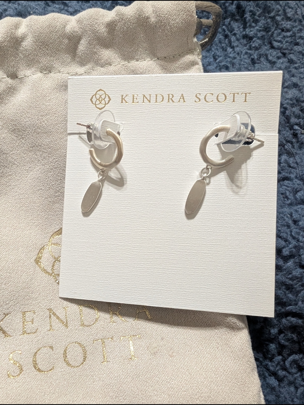 NWT Kendra Scott Silver Fern Huggie Earrings